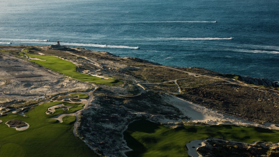 Aerial view of Quivira's oceanfront residences and golf course